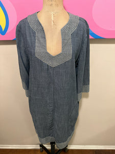 Trina Turk Size L Blue Denim Shift Dress