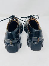 Load image into Gallery viewer, Balenciaga 37 1/2 Black Leather Silver Staple Derby Shoes
