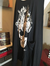 Load image into Gallery viewer, 291 Size 2 Black &amp; White Cotton High Low Skull Flowers Dress 2400-492-82920
