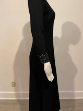 Load image into Gallery viewer, St. John Size 0 Black Santana Knit Beaded Long Sleeve Gown Dress
