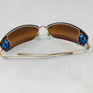 Loree Rodkin Metal Brown Gold Peace Sign Cher Sunglasses 2400-635-3820