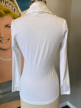 Load image into Gallery viewer, Anne Fontaine Size 40 White Stretch Cotton Ruffle Neck Blouse NWT
