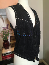Load image into Gallery viewer, Issey Miyake Black Jacket Vest Combo Studs Crushed Velvet 2 Pc 2400-234-12119
