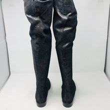 Load image into Gallery viewer, Amanda Gregory 37 Gunmetal Stretch Leather Over the Knee Boots 2400-532-12220
