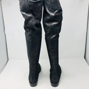 Amanda Gregory 37 Gunmetal Stretch Leather Over the Knee Boots 2400-532-12220