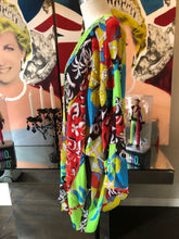 Load image into Gallery viewer, Diane Fres Blue Green Red Floral Beaded Kimono Jacket NWOT
