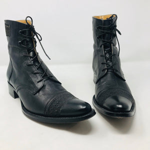 Gianni Barbato 37 Black Leather Ankle Lace Up Boots 2400-516-12820