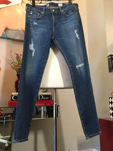 AG Size 30 Blue Ripped Super Skinny Ankle Legging Jeans 2400-327-31020