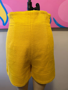 Fendi Size 38 Yellow Cotton High Waist Shorts