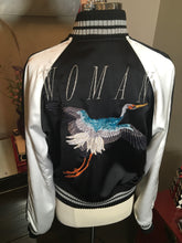 Load image into Gallery viewer, Off-White Black Satin Virgil Abloh Bomber Crain Eagle Jacket 2400-99-12119
