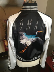 Off-White Black Satin Virgil Abloh Bomber Crain Eagle Jacket 2400-99-12119