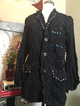 Load image into Gallery viewer, Issey Miyake Black Jacket Vest Combo Studs Crushed Velvet 2 Pc 2400-234-12119
