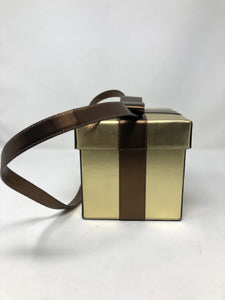Moschino Brown Gold Leather Gift Box Bag Purse