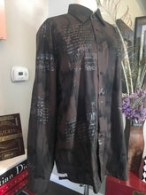 Load image into Gallery viewer, Signum Size L Brown Cotton Script Long Sleeve Shirt 2400-69-5720
