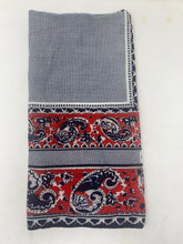 Load image into Gallery viewer, Christian Dior Red Navy White Paisley Cotton Dress Scarf
