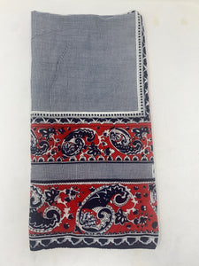 Christian Dior Red Navy White Paisley Cotton Dress Scarf