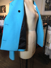 Load image into Gallery viewer, Balenciaga Blue Wool Blend Double Breasted Pea Coat  Runway 2014
