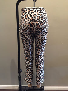 Michael Kors Sz 4 Tan Black Silk Texxtured Animal Print Cropped Pants 1-13-51019