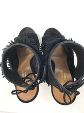 Load image into Gallery viewer, Aquazzura 36 Black Suede Leather Fringe Sandals 1-416-61321
