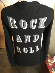 291 Size 1 Black Cashmere Sweater ROCK AND ROLL Cardigan NWT 2400-811-12119