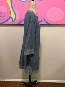 Trina Turk Size L Blue Denim Shift Dress