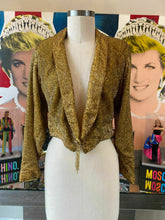 Load image into Gallery viewer, Jay Jaxon Size S/M Gold Beaded Cropped Evening Jacket
