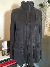 Load image into Gallery viewer, James Perse Size 2 Off Black Distressed Cotton Jacket
