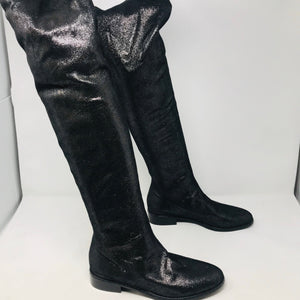 Amanda Gregory 37 Gunmetal Stretch Leather Over the Knee Boots 2400-532-12220