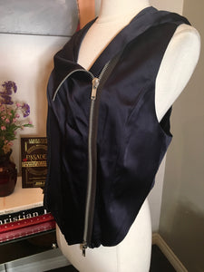 Haider Ackermann Size 38 Black Purple Satin Vest NWT 2400-140-12119
