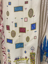 Load image into Gallery viewer, Fuilio Pink Cream Blue Hanging Mirrors Silk Scarf
