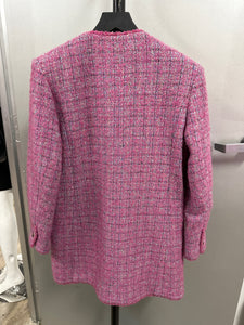 Chanel Size 36 Pink Baby Blue Wool Boucle Jacket