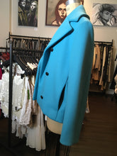 Load image into Gallery viewer, Balenciaga Blue Wool Blend Double Breasted Pea Coat  Runway 2014
