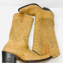 Load image into Gallery viewer, Gianni Barbato 37 Tan Woven Leather Western Boots 2400-553-102120
