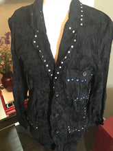Load image into Gallery viewer, Issey Miyake Black Jacket Vest Combo Studs Crushed Velvet 2 Pc 2400-234-12119
