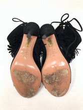 Load image into Gallery viewer, Aquazzura 36 Black Suede Leather Fringe Sandals 1-416-61321
