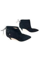 Load image into Gallery viewer, Kate Spade 8.5 Black Suede Leather Tie Back Ankle Boots 1-457-02621
