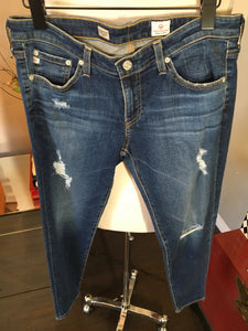 AG Size 30 Blue Ripped Super Skinny Ankle Legging Jeans 2400-327-31020