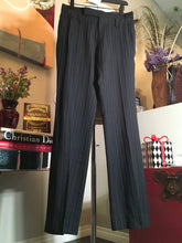 Load image into Gallery viewer, Barbara Bui Size 40 Black Wool Wid Leg Pinstripe Pants 2400-456-11020
