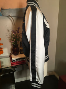 Off-White Black Satin Virgil Abloh Bomber Crain Eagle Jacket 2400-99-12119