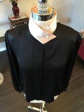 Load image into Gallery viewer, Brand Valentino Size S Black &amp; Ivory Silk Satin Blouse - 2217-35-72319
