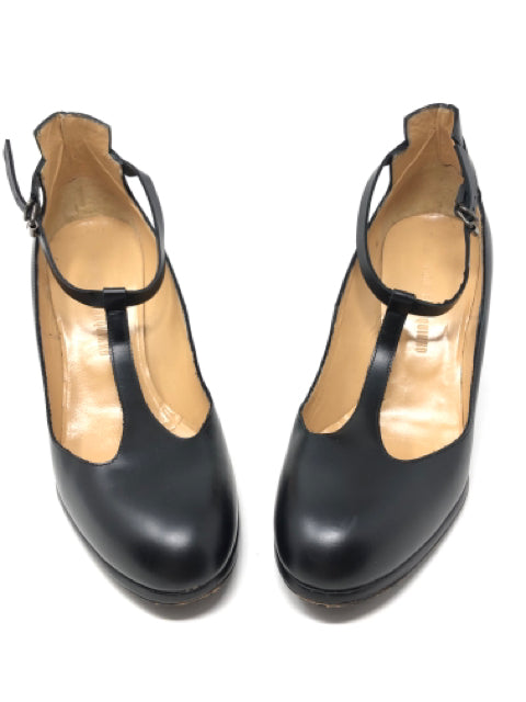 Veronique Branquinho Black Leather Mary Jane Pumps 1-437-8721