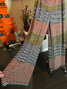 Missoni Size 42 Orange & Black Knit Zig Zag Pants 2400-379-122719