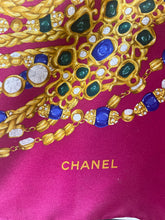 Load image into Gallery viewer, Chanel Pink Gold Chain Silk  Scarf
