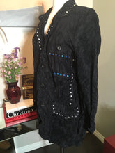 Load image into Gallery viewer, Issey Miyake Black Jacket Vest Combo Studs Crushed Velvet 2 Pc 2400-234-12119

