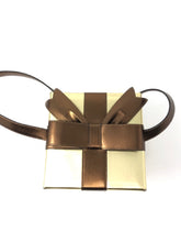 Load image into Gallery viewer, Moschino Brown Gold Leather Gift Box Bag Purse
