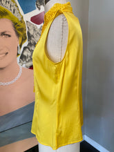 Load image into Gallery viewer, St. John Size 4 Yellow Silk Sleeveless Ruffle Front Blouse NWT
