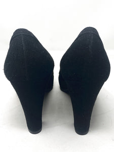 Gucci Black Fabric Suede Trim Pumps Vintage