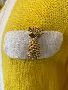 St. John Yellow Santana Knit Boxy Pinapple Button Jacket