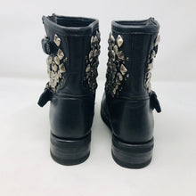 Load image into Gallery viewer, ASH 38 Black Leather Studs Moto Biker Boots 2400-502-12220
