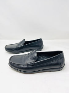 Geox 6 Black Leather Driving Shoes Loafers 1-440-8721